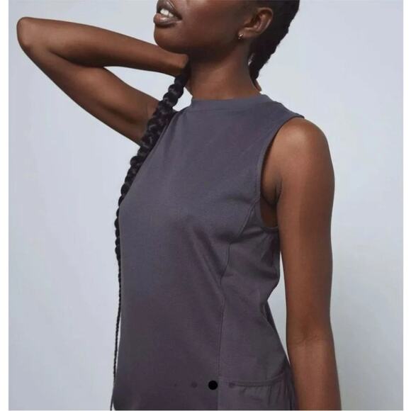 Lunya Cool Maxi Dress Meditative Grey Sleeveless Slit Pockets XS NWOT Designer - Picture 3 of 10